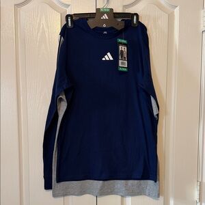 Adidas Youth 2 Pack Tee Long and Short Sleeves Size XL 18/20 Blue Gray New